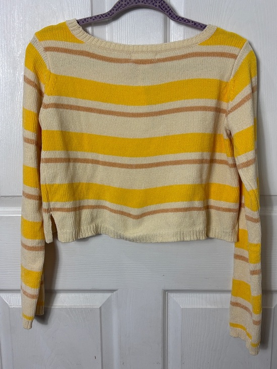 NEW l*space Sun Seeker Sweater Yellow & Cream Striped Cropped Knit Top size XS - Picture 2 of 8
